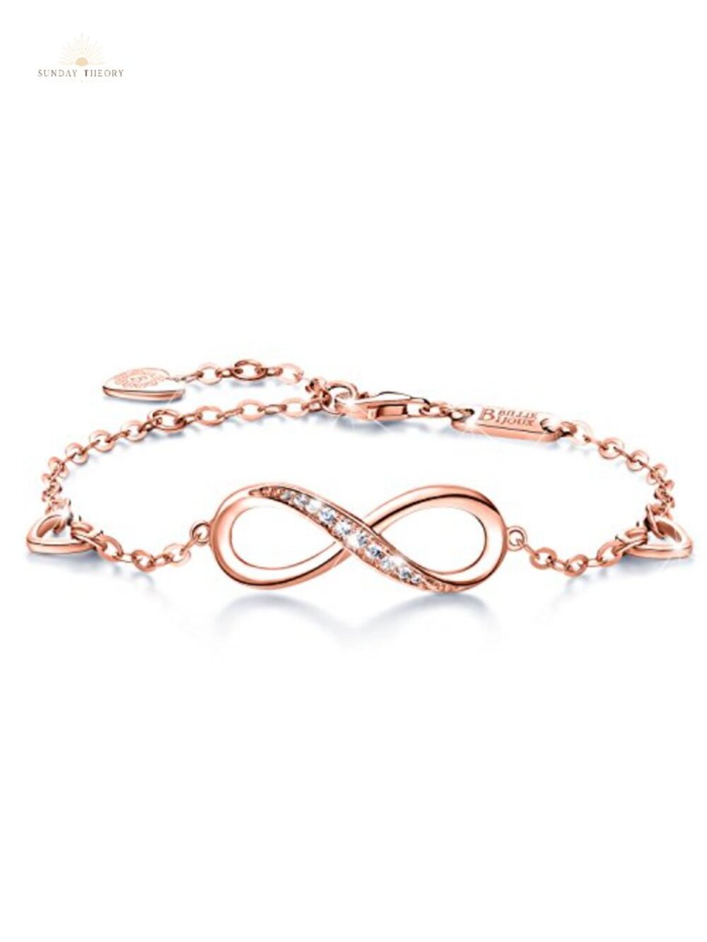 925 Sterling Silver Infinity Link Bracelet with Cubic Zirconia